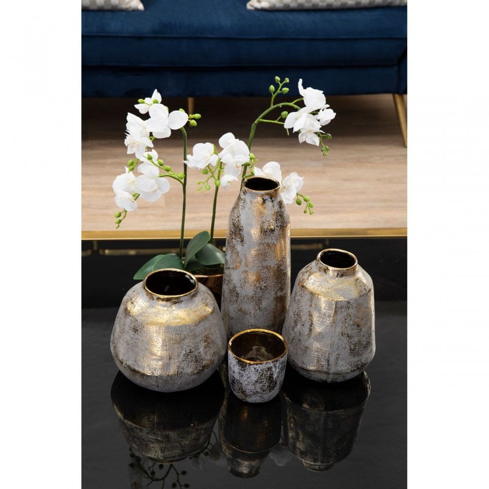 Orvena Grey And Gold Ceramic Vase