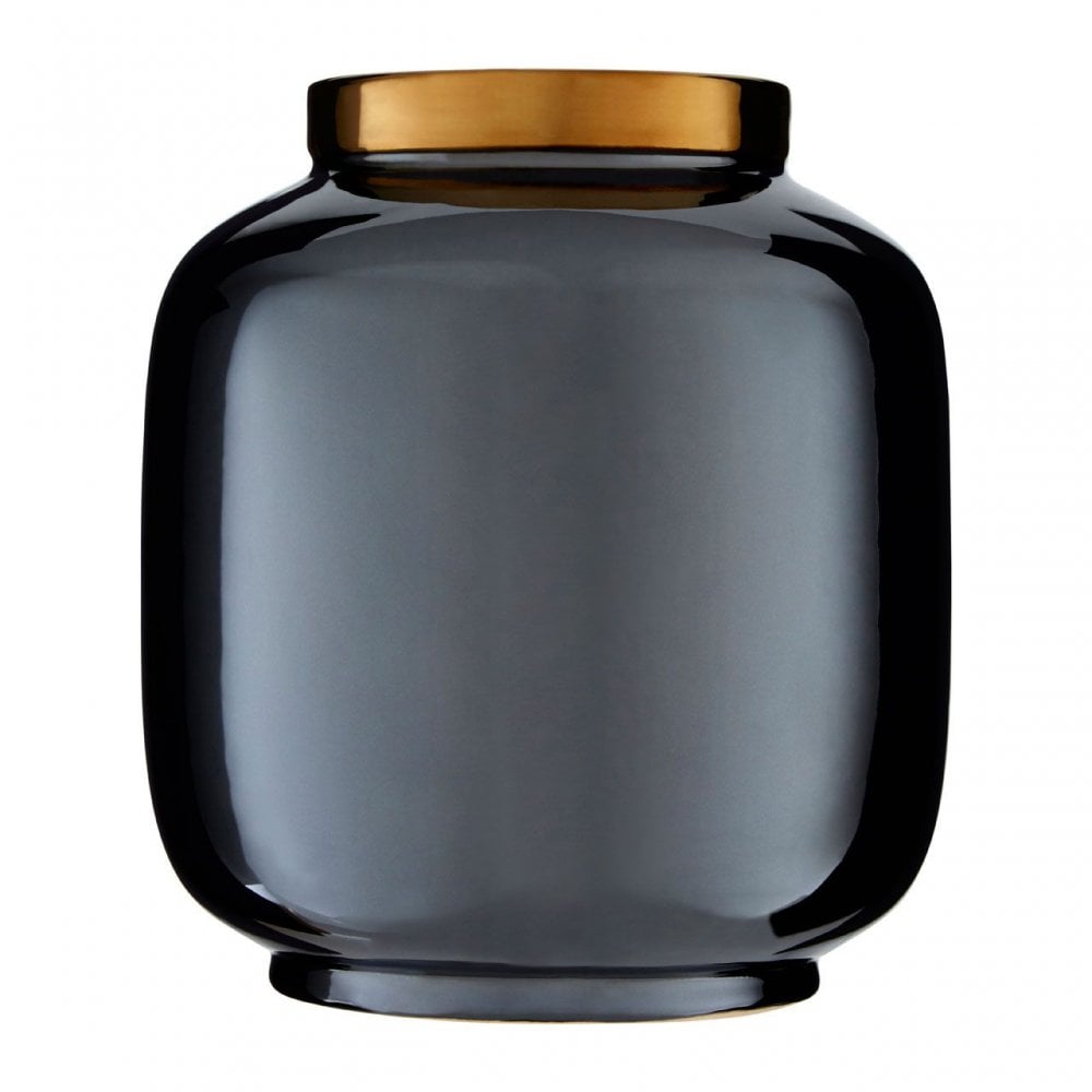 Stellar Black Porcelain Metallic Vase