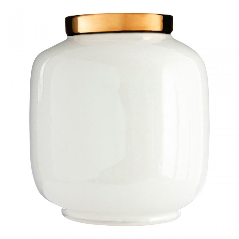 Stellar White Porcelain Metallic Vase