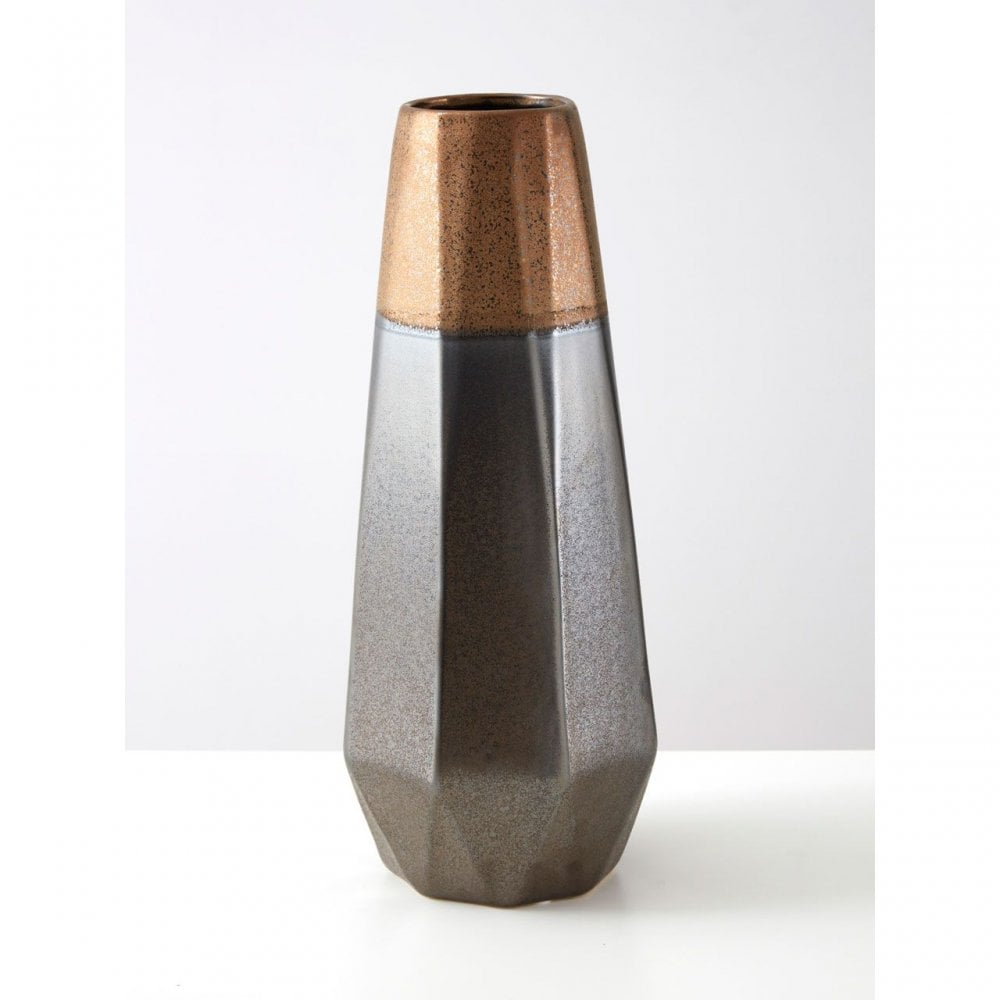 Jet Large Silver And Copper Vase