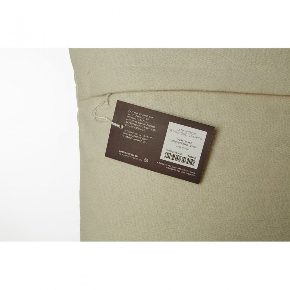 Fifty Five South Silver Check Square Cushion