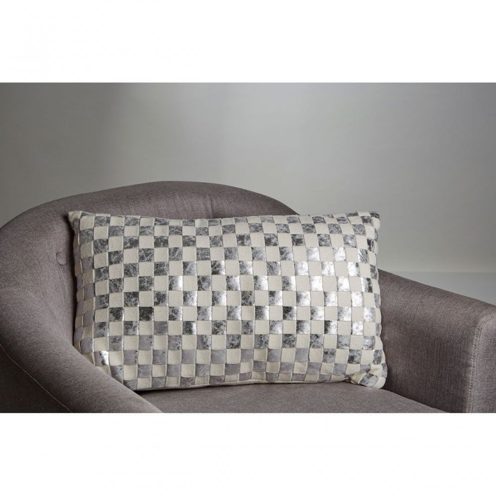 Fifty Five South Ivory/Silver Check Cushion
