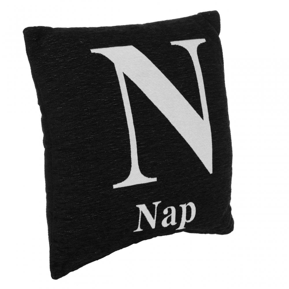 Words 'Nap' Black Cushion