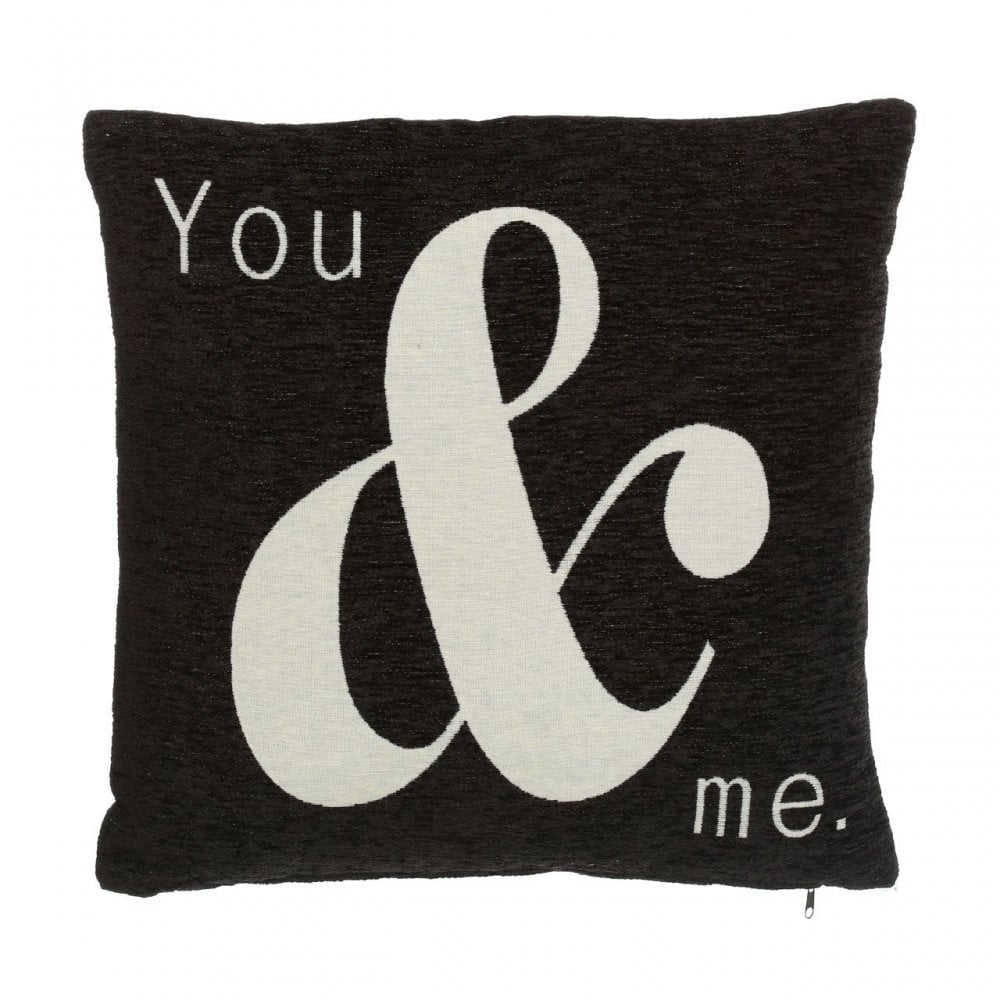 Words 'You & Me' Black Cushion