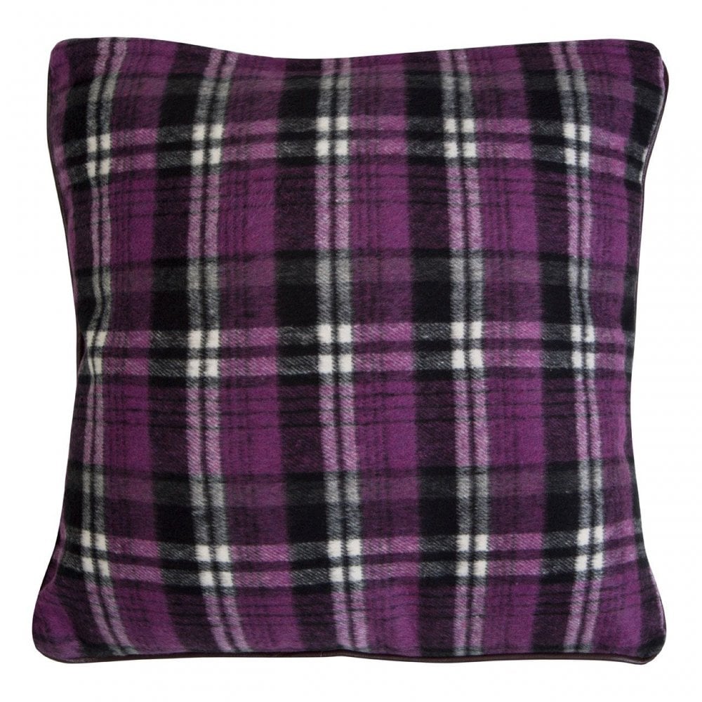 Heritage Large Purple Check Cushion