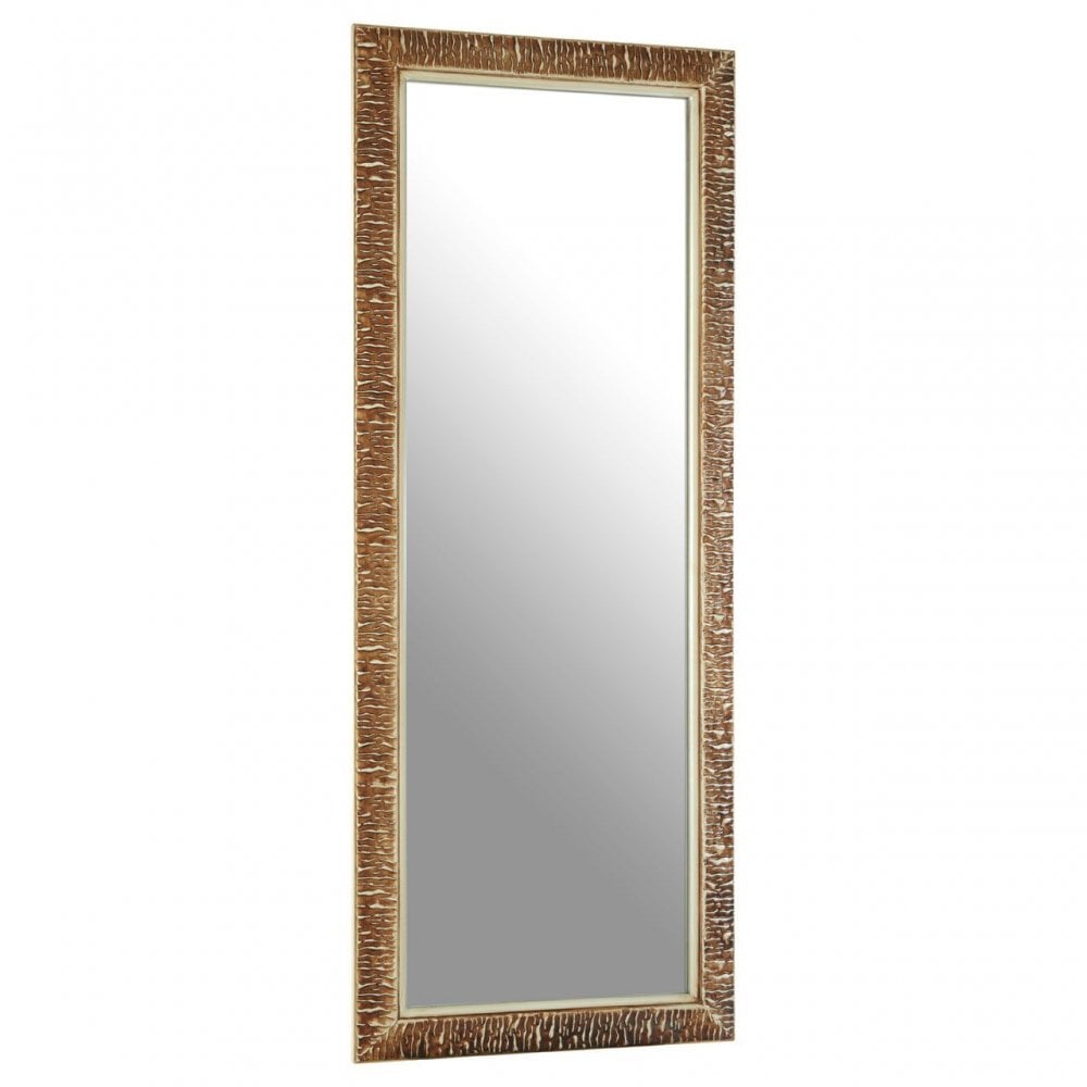 Zelma Champagne Finish Ridged Wall Mirror