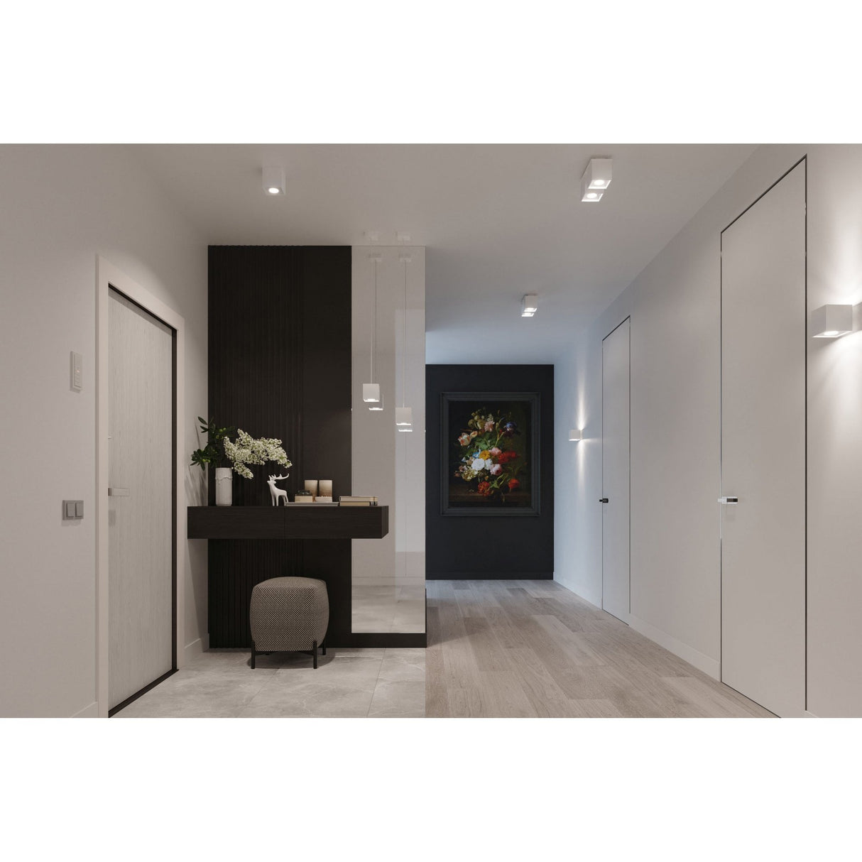 White Quad Aluminium Ceiling Light Fixture