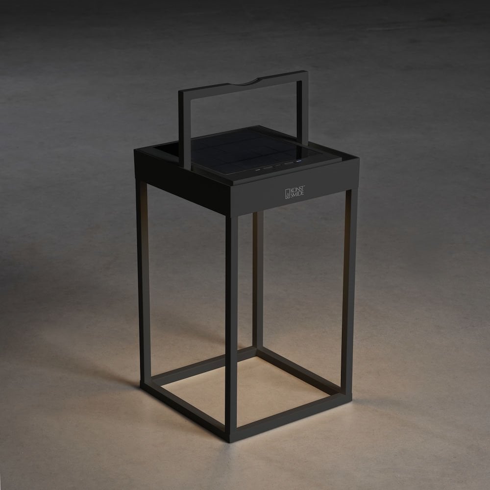 Portofino Solar/USB-Powered Black Lantern