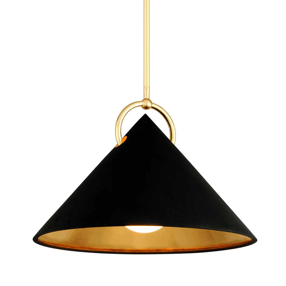Elegant Black and Gold Leaf Pendant Light with Opal Glass Shade