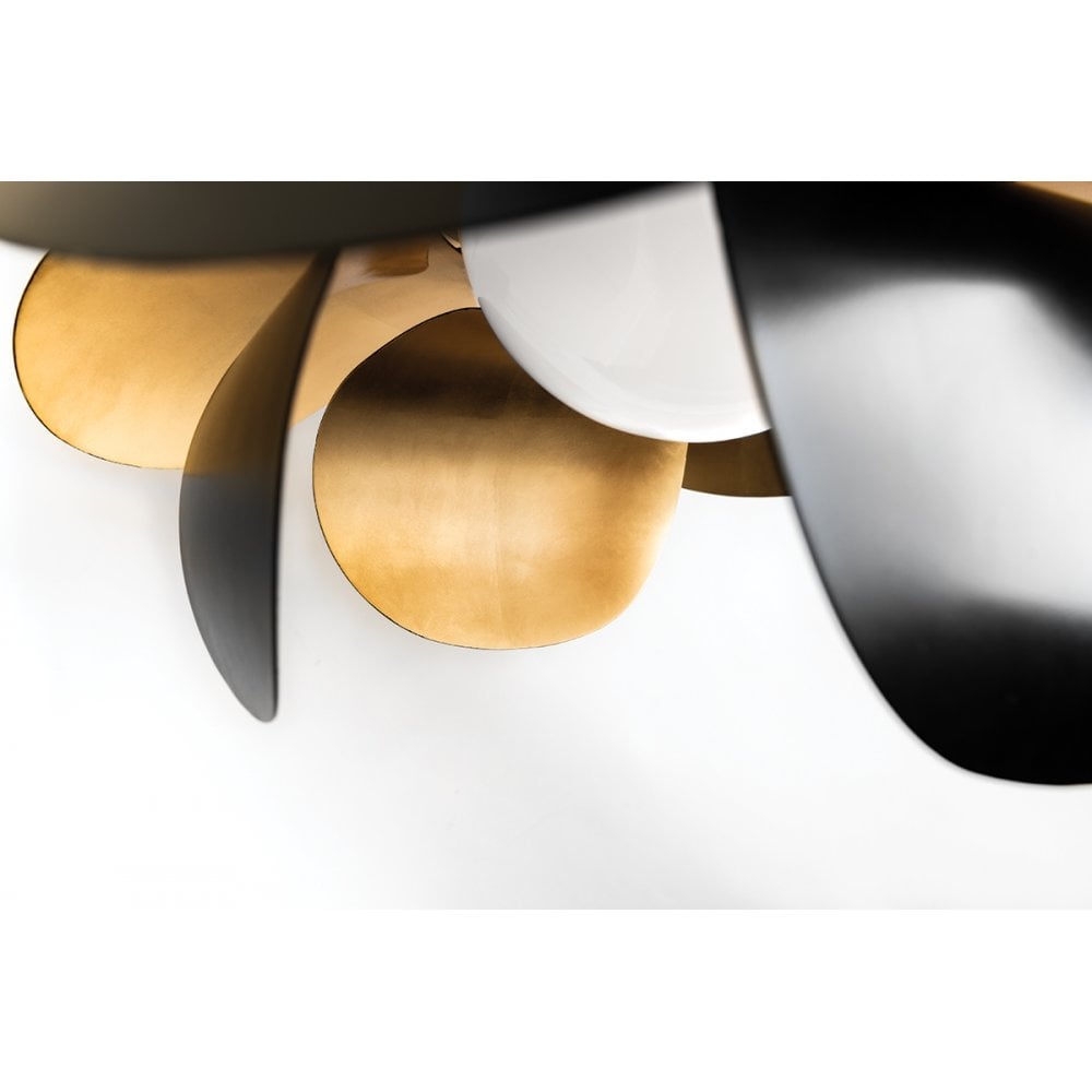 Elegant Gold Leaf and Black Iron Wall Light