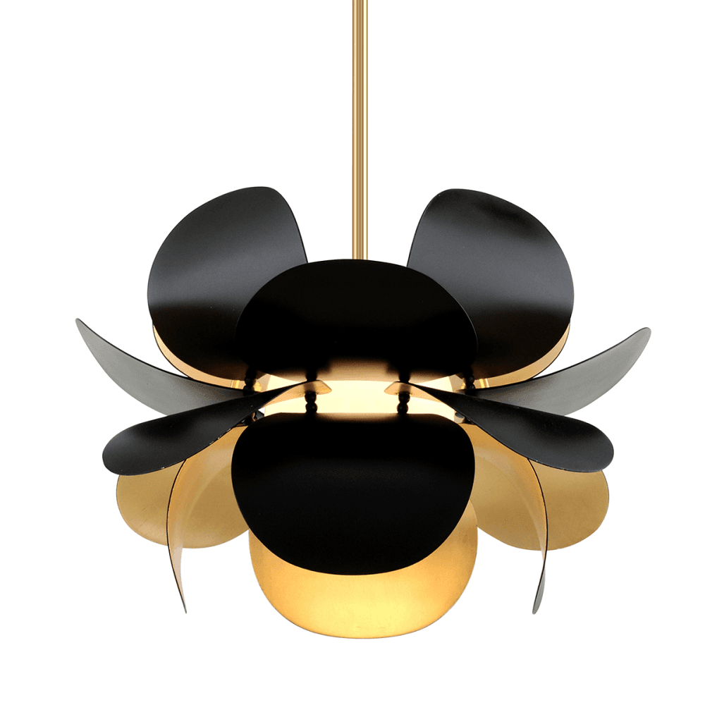 Elegant Gold and Black Handcrafted Iron Pendant Light