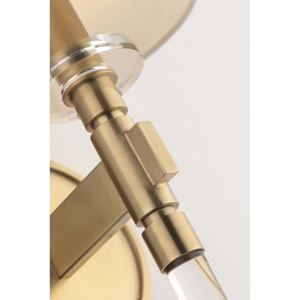 Blixen Antique Brass 1-Light Wall Sconce with Linen Shade
