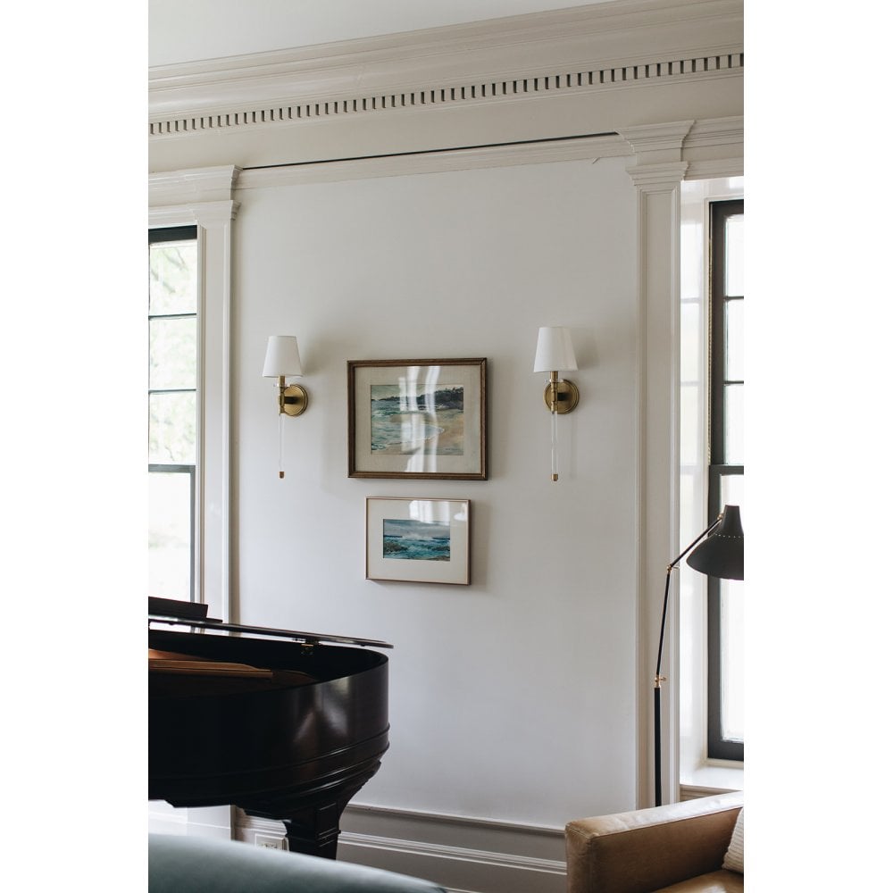 Blixen Antique Brass 1-Light Wall Sconce with Linen Shade
