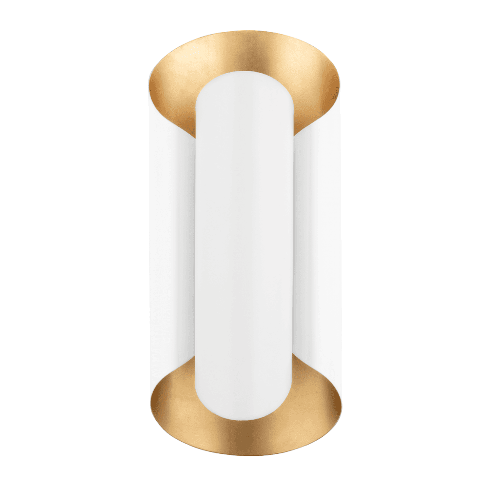 Elegant Dual Light Wall Sconce in Gold and White Finish