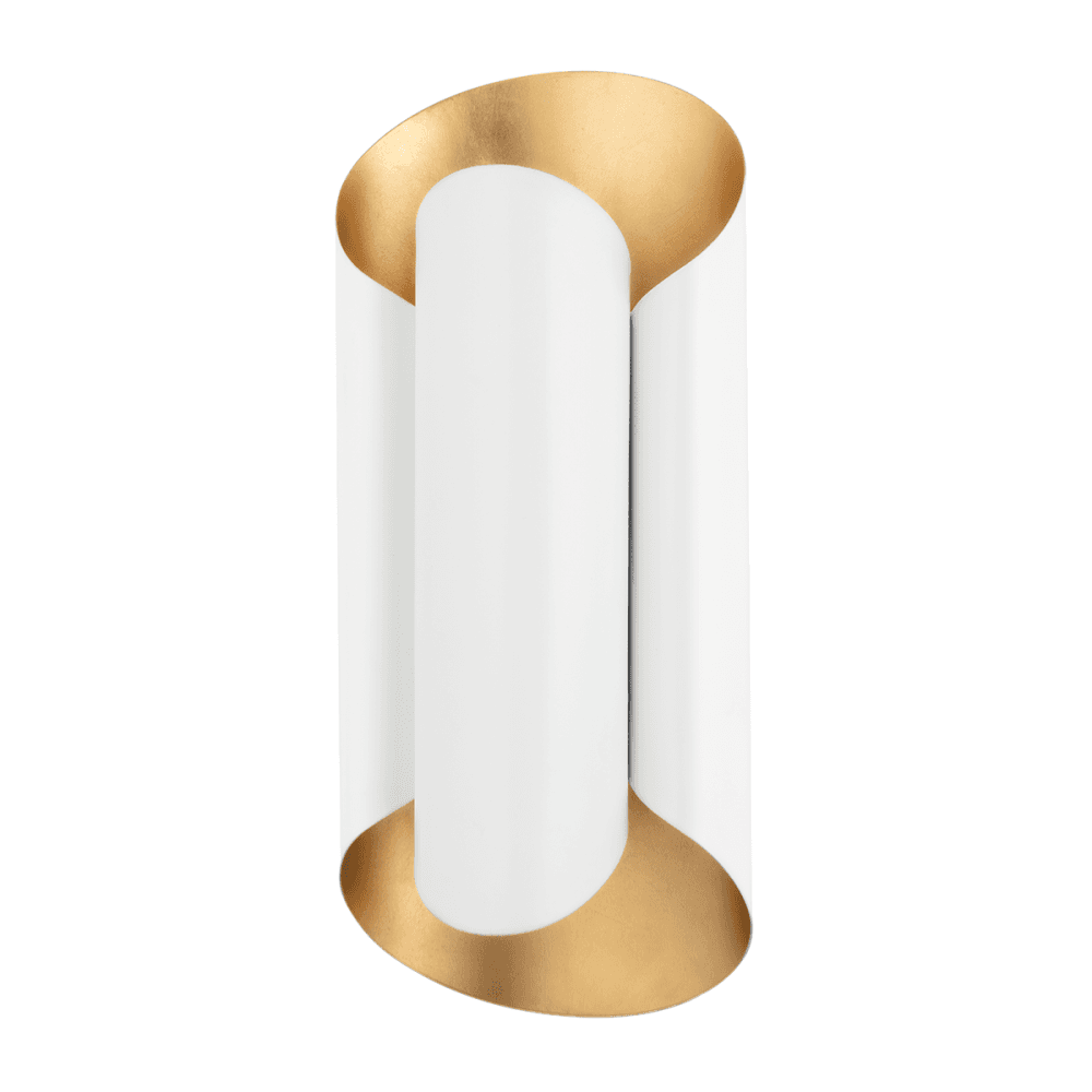 Elegant Dual Light Wall Sconce in Gold and White Finish