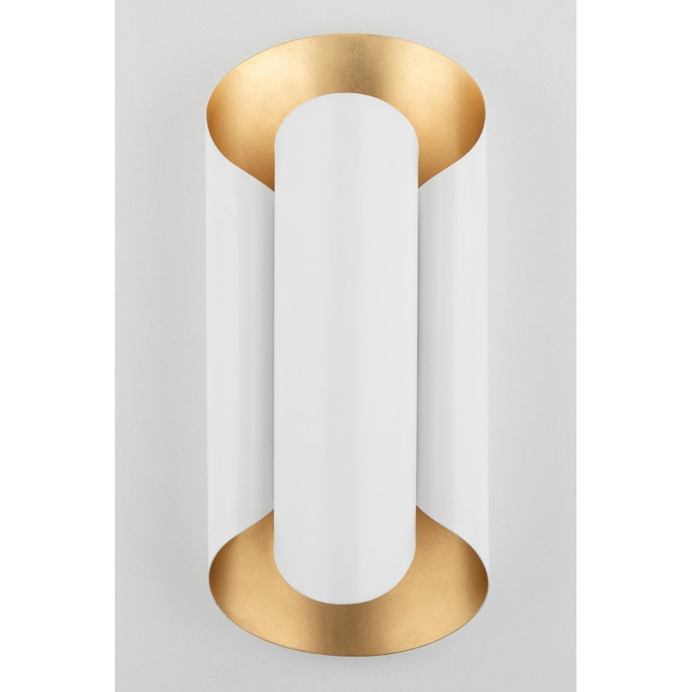 Elegant Dual Light Wall Sconce in Gold and White Finish