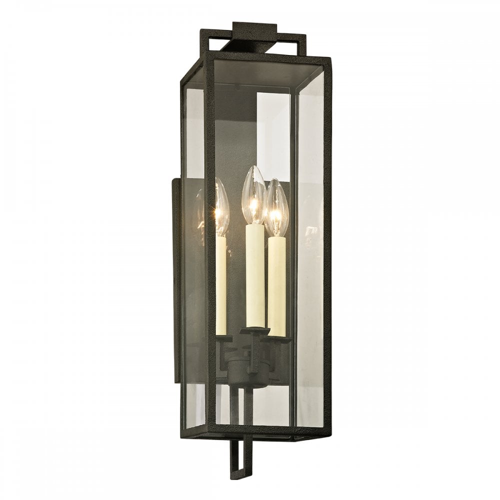 Beckham Forged Iron Triple Lantern Wall Light