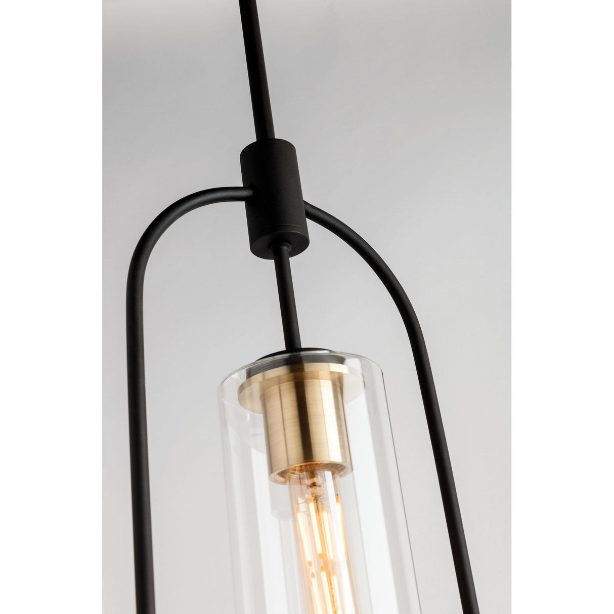 Smyth 1-Light Pendant in Dark Bronze and Brushed Brass with Clear Glass Shade
