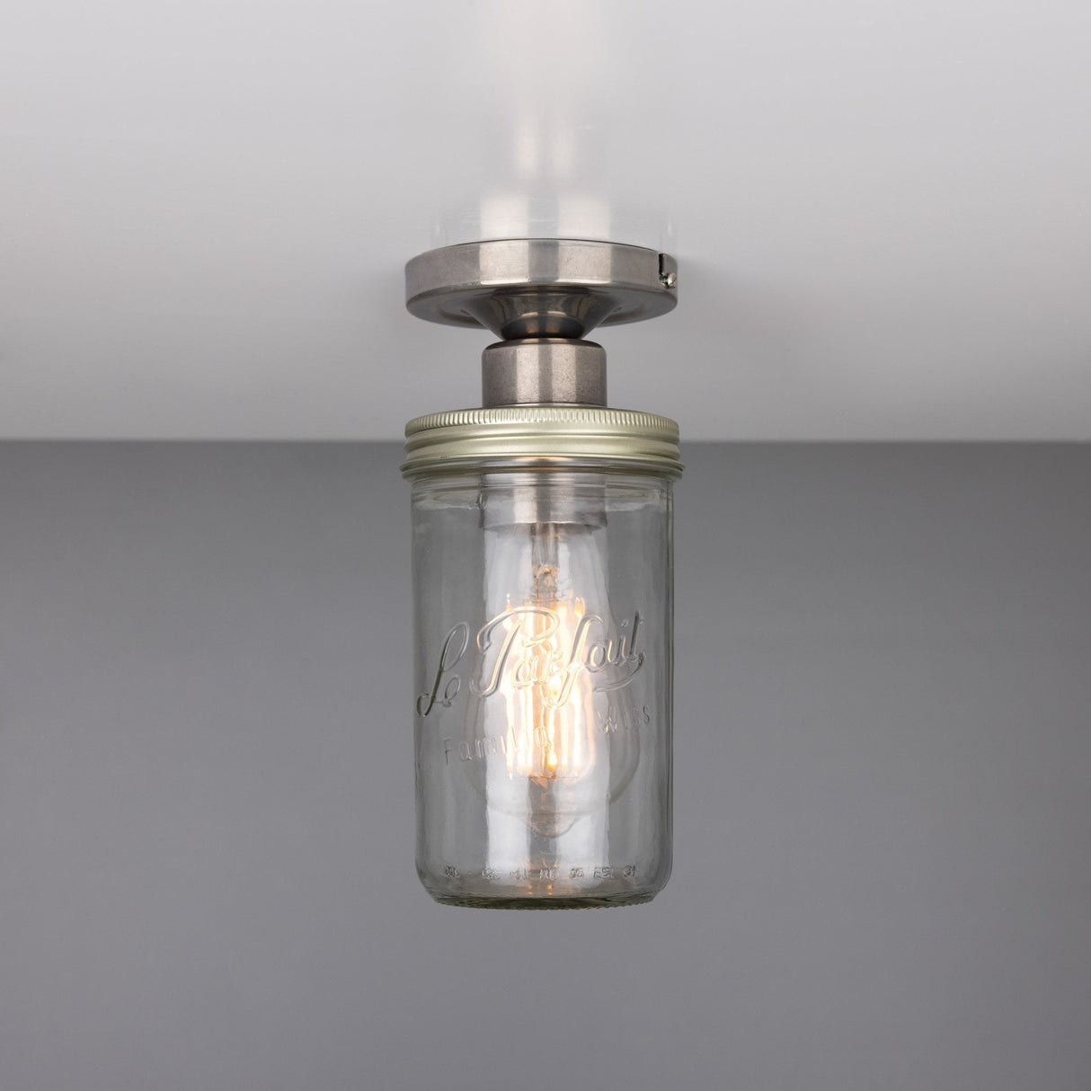 Antique Brass Jam Jar Ceiling Light Fixture