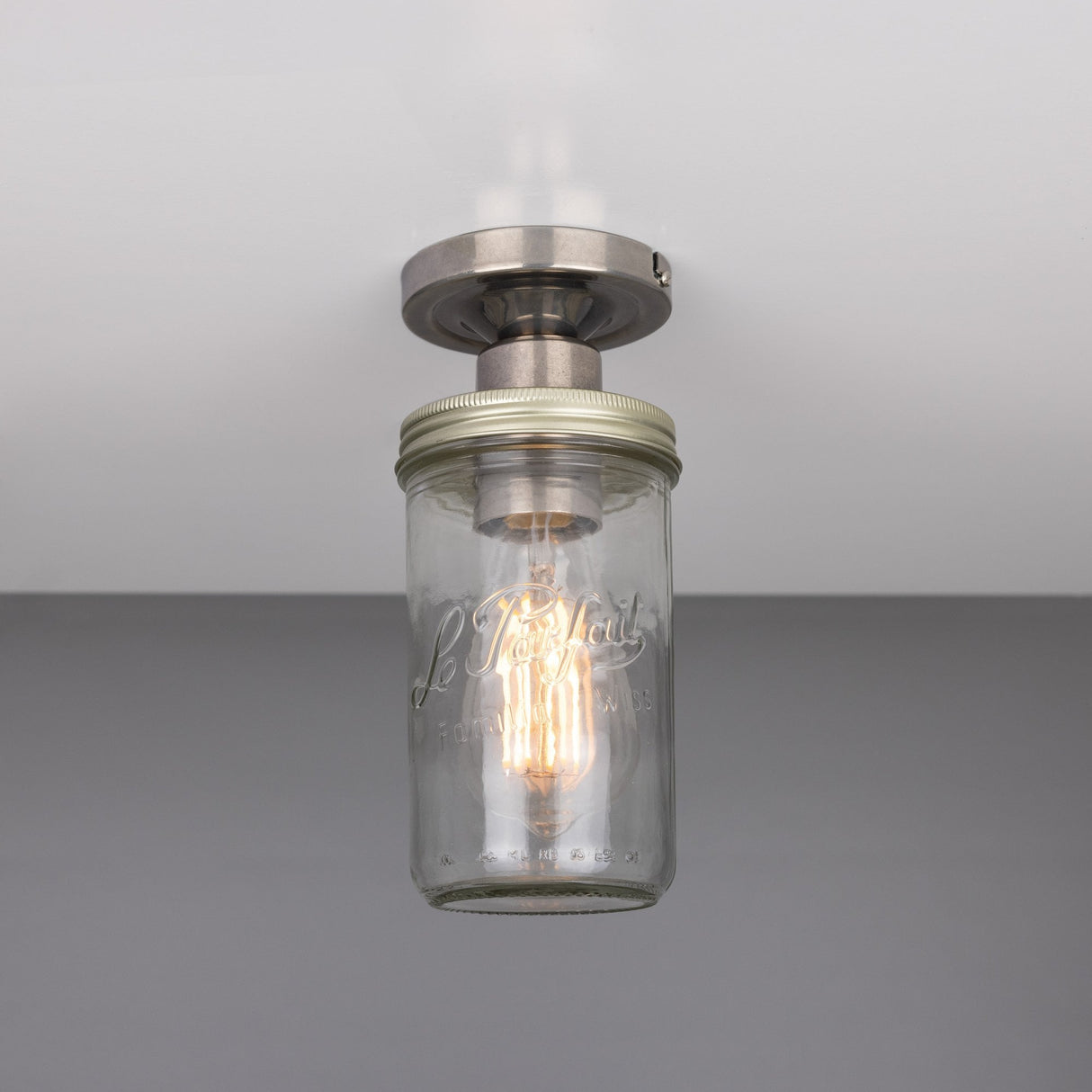 Antique Brass Jam Jar Ceiling Light Fixture