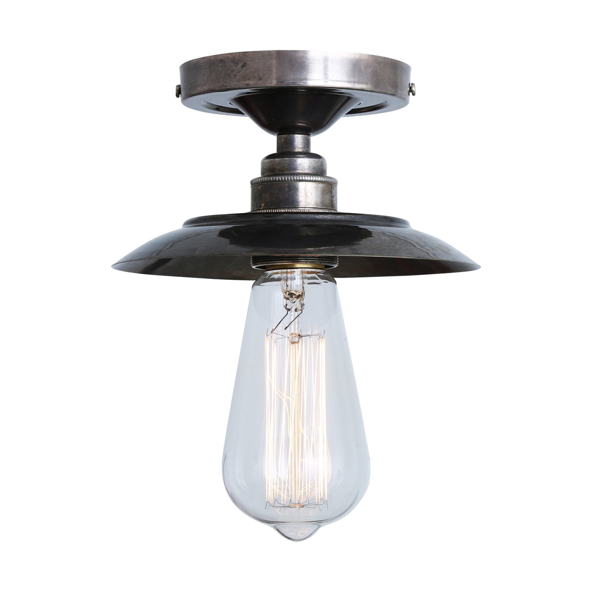 Antique Brass Reznor Flush Ceiling Light Fixture