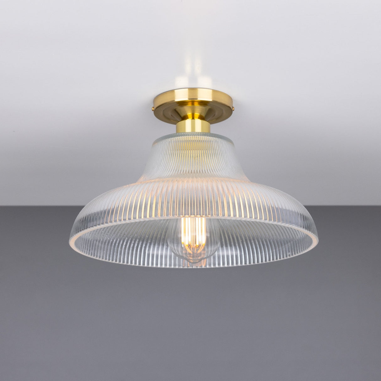 Mono 30cm Antique Brass Railway Flush Light Fixture