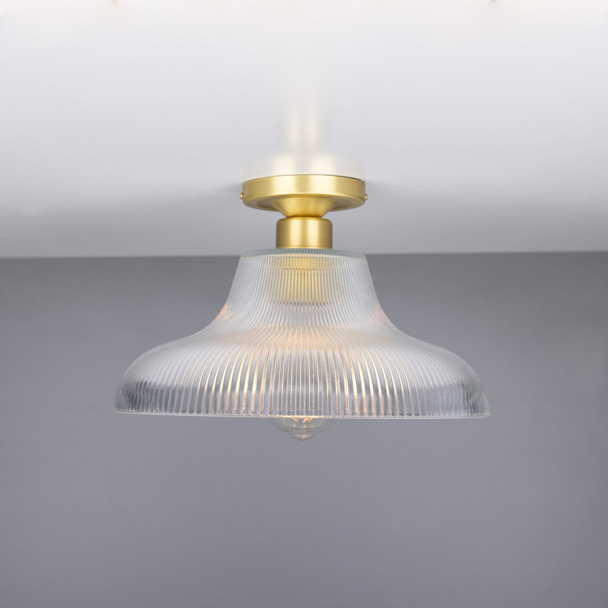 Mono 30cm Antique Brass Railway Flush Light Fixture