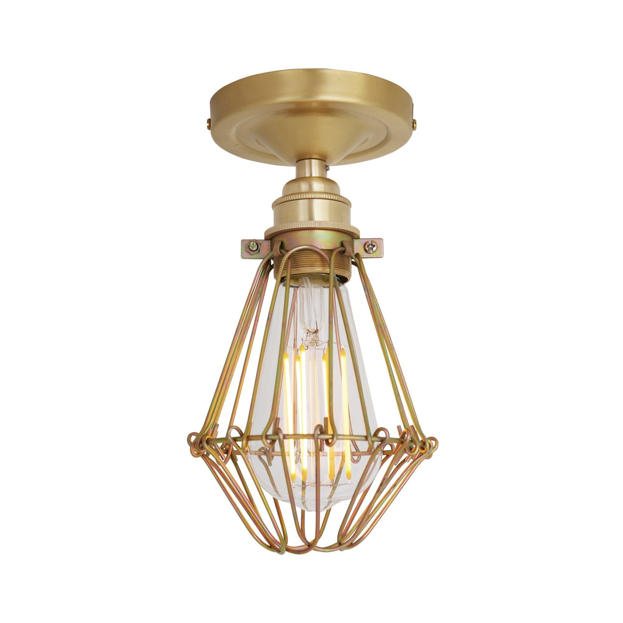 Apoch Antique Brass & Bronze Flush Cage Ceiling Light