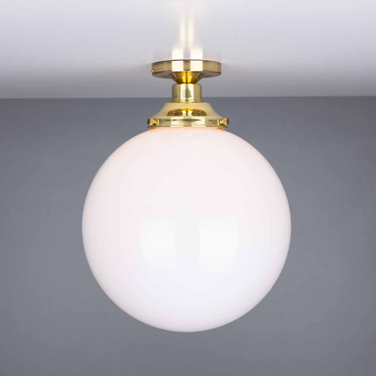 Yerevan 30cm Brass and Opal Glass Globe Ceiling Light