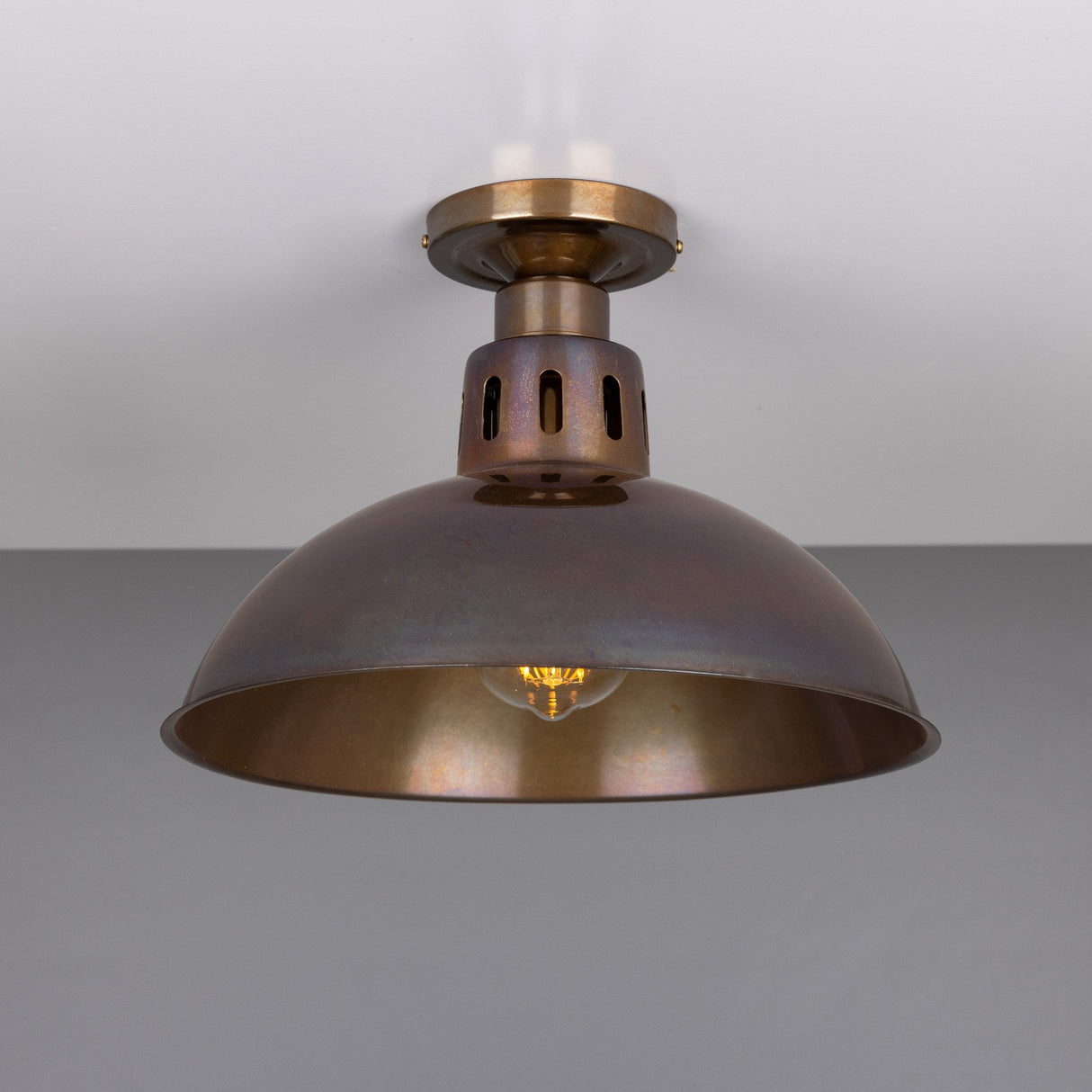 Vintage Parisian Brass Ceiling Light Fixture, Antique Finish