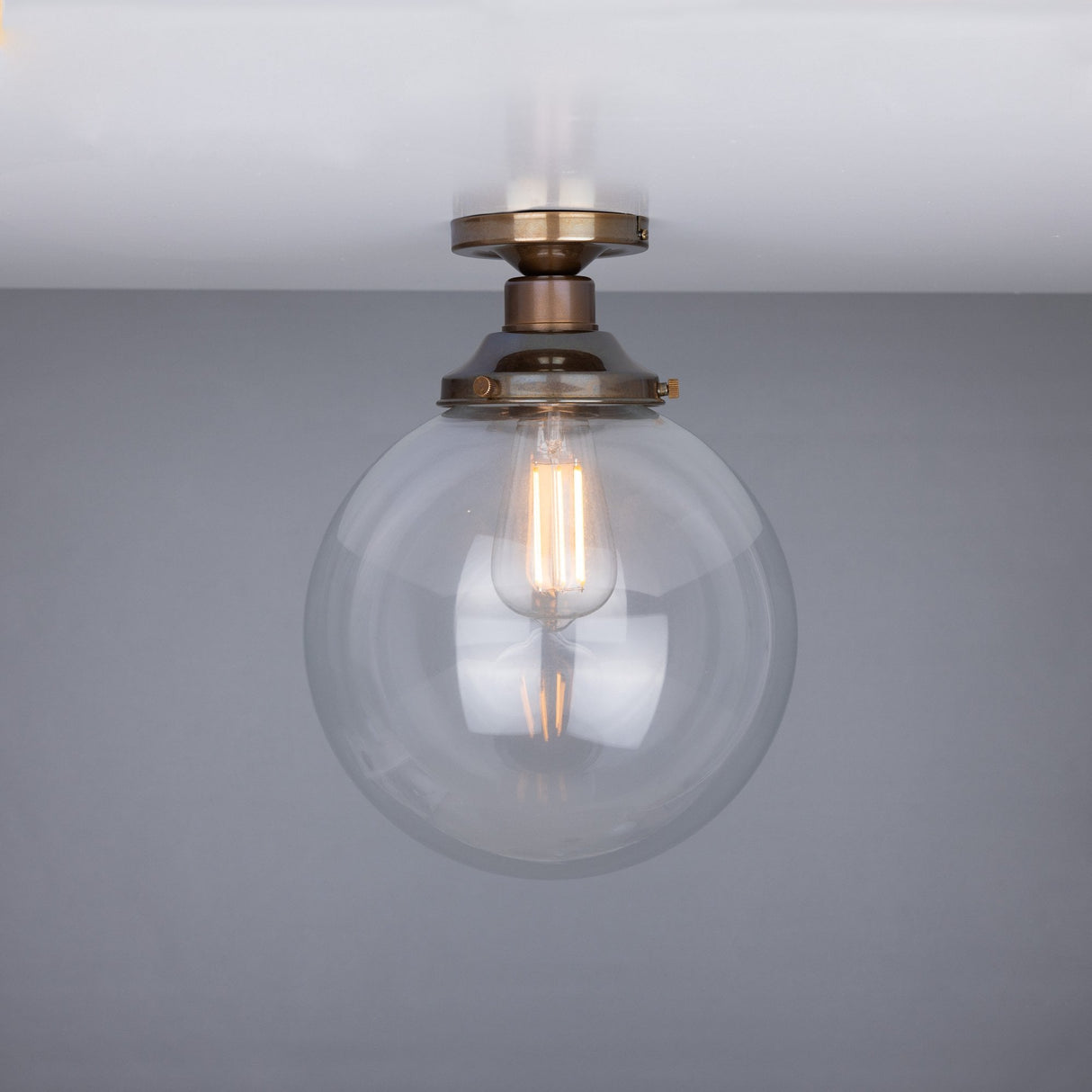 Antique Brass Globe Ceiling Light by Riad - 25cm Diameter