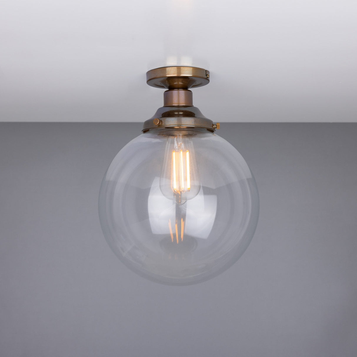 Antique Brass Globe Ceiling Light by Riad - 25cm Diameter