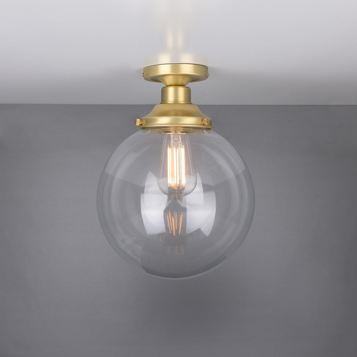 Antique Brass Globe Ceiling Light by Riad - 25cm Diameter