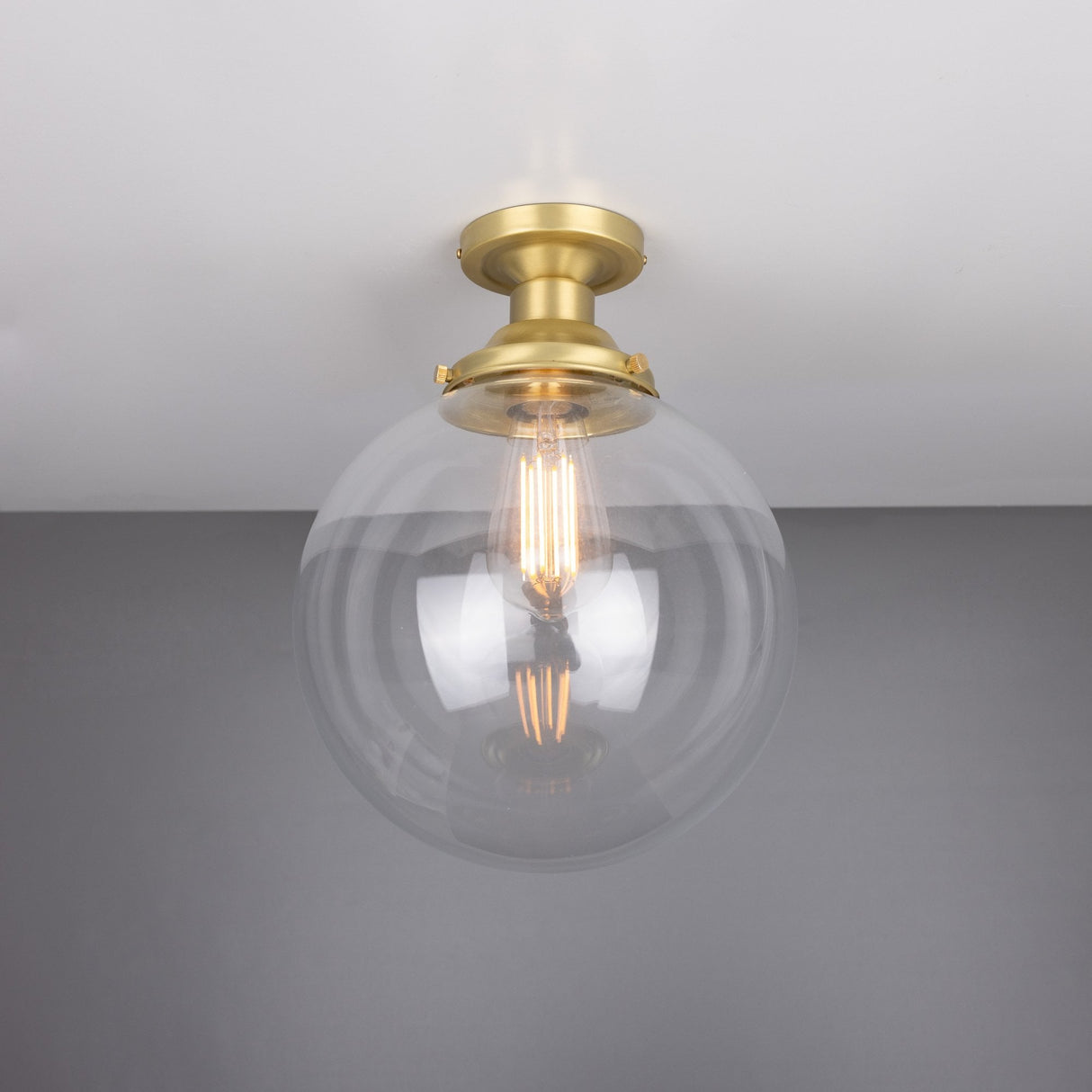 Antique Brass Globe Ceiling Light by Riad - 25cm Diameter