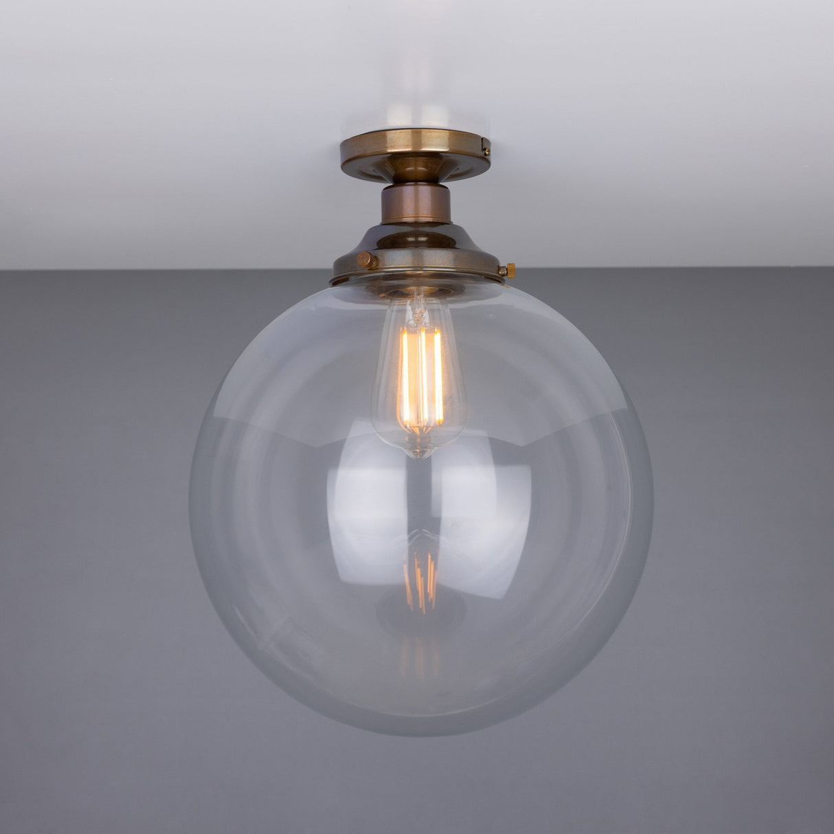 Riad Antique Brass Globe Ceiling Light Fixture, 30cm