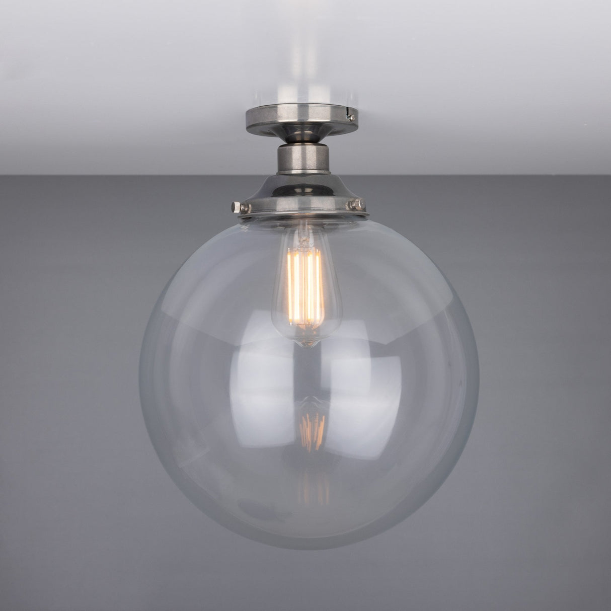 Riad Antique Brass Globe Ceiling Light Fixture, 30cm