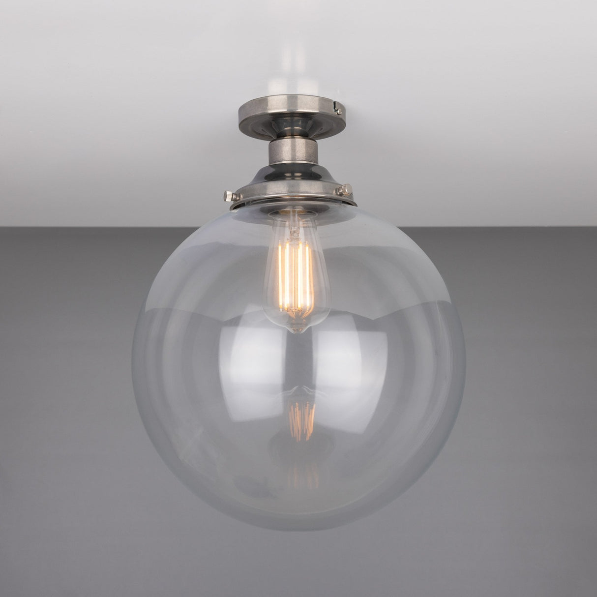 Riad Antique Brass Globe Ceiling Light Fixture, 30cm