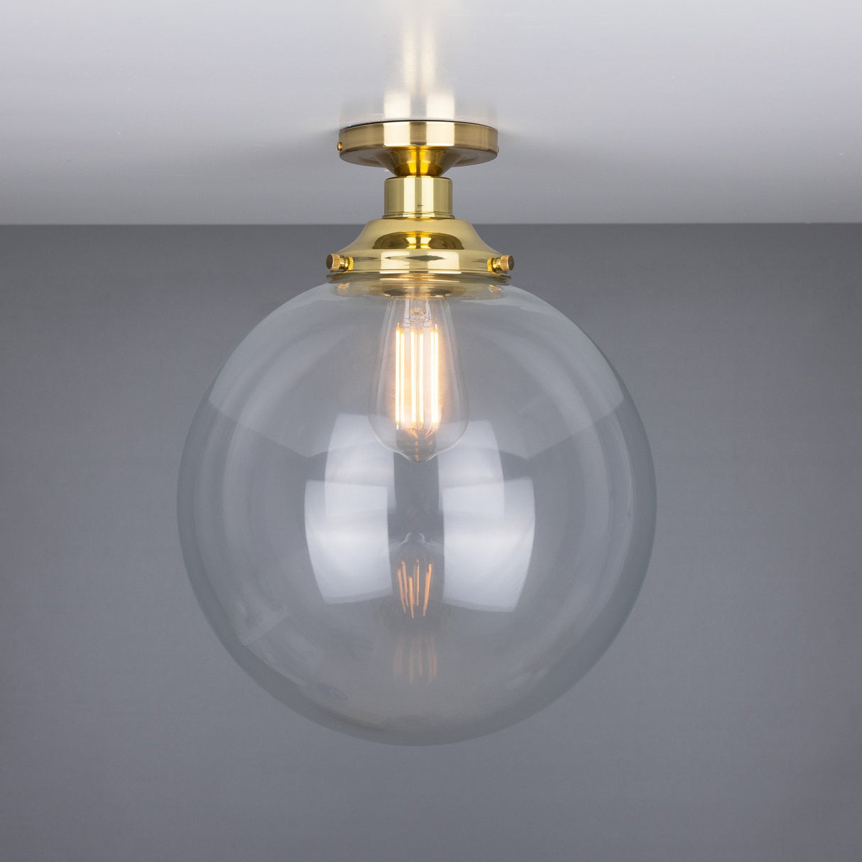 Riad Antique Brass Globe Ceiling Light Fixture, 30cm