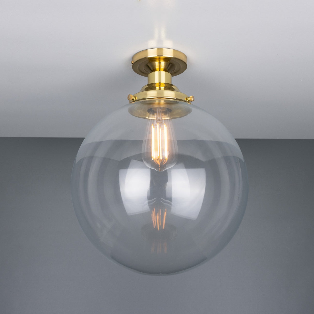 Riad Antique Brass Globe Ceiling Light Fixture, 30cm