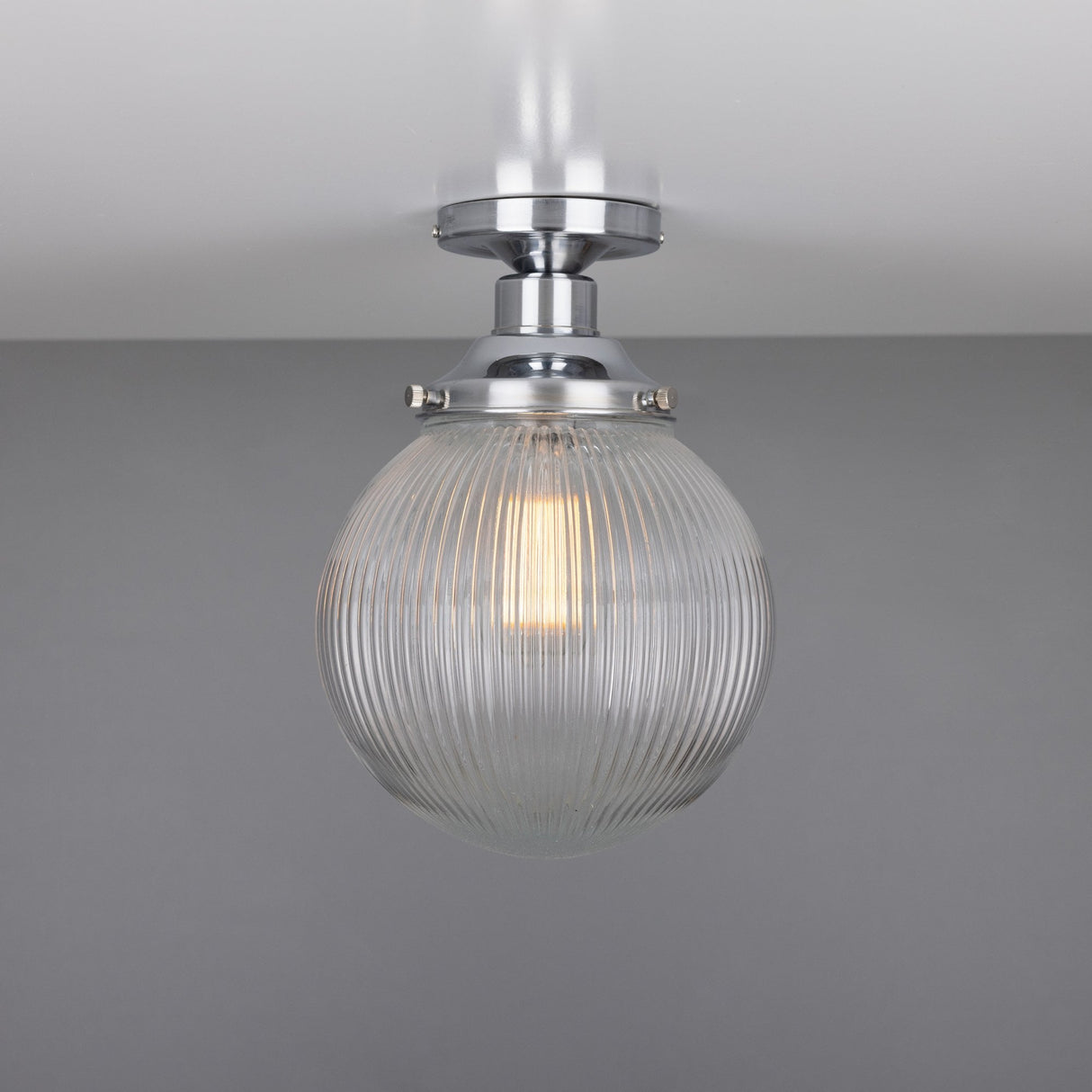 Stanley Holophane 8 Globe Ceiling Light in Antique Brass