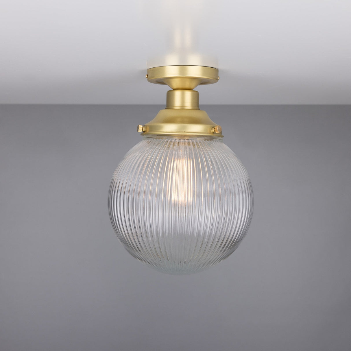 Stanley Holophane 8 Globe Ceiling Light in Antique Brass