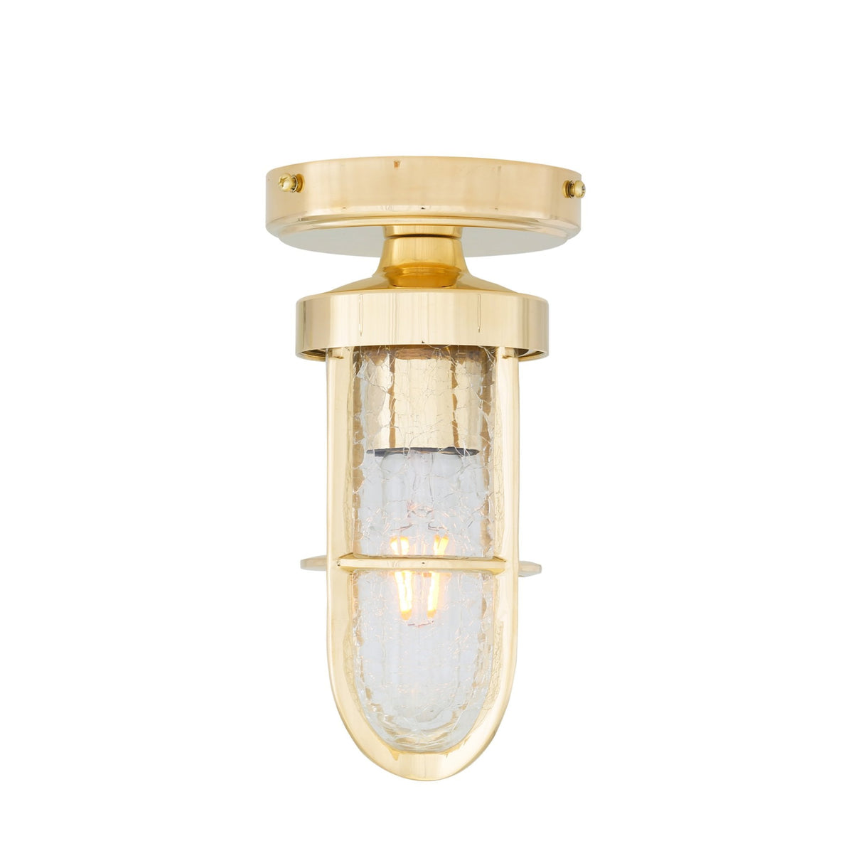 Oregon Cast Antique Brass Ceiling Light with Miner's Cage Design