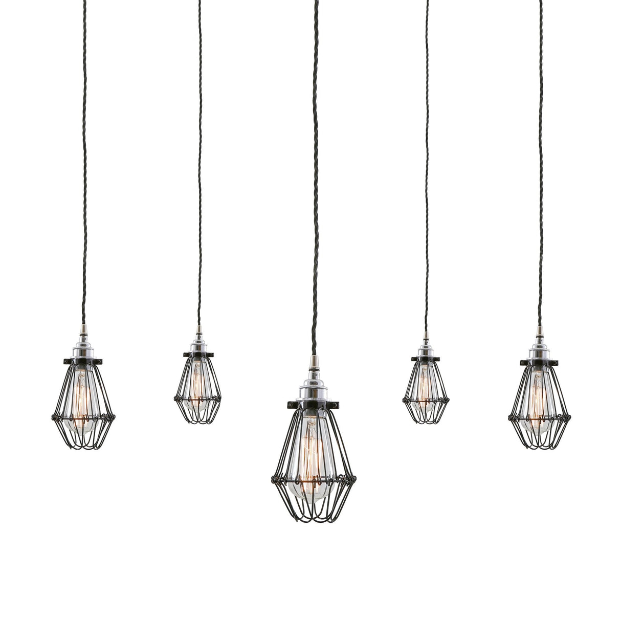 Praia Vintage Brass Cage Pendant Light Cluster