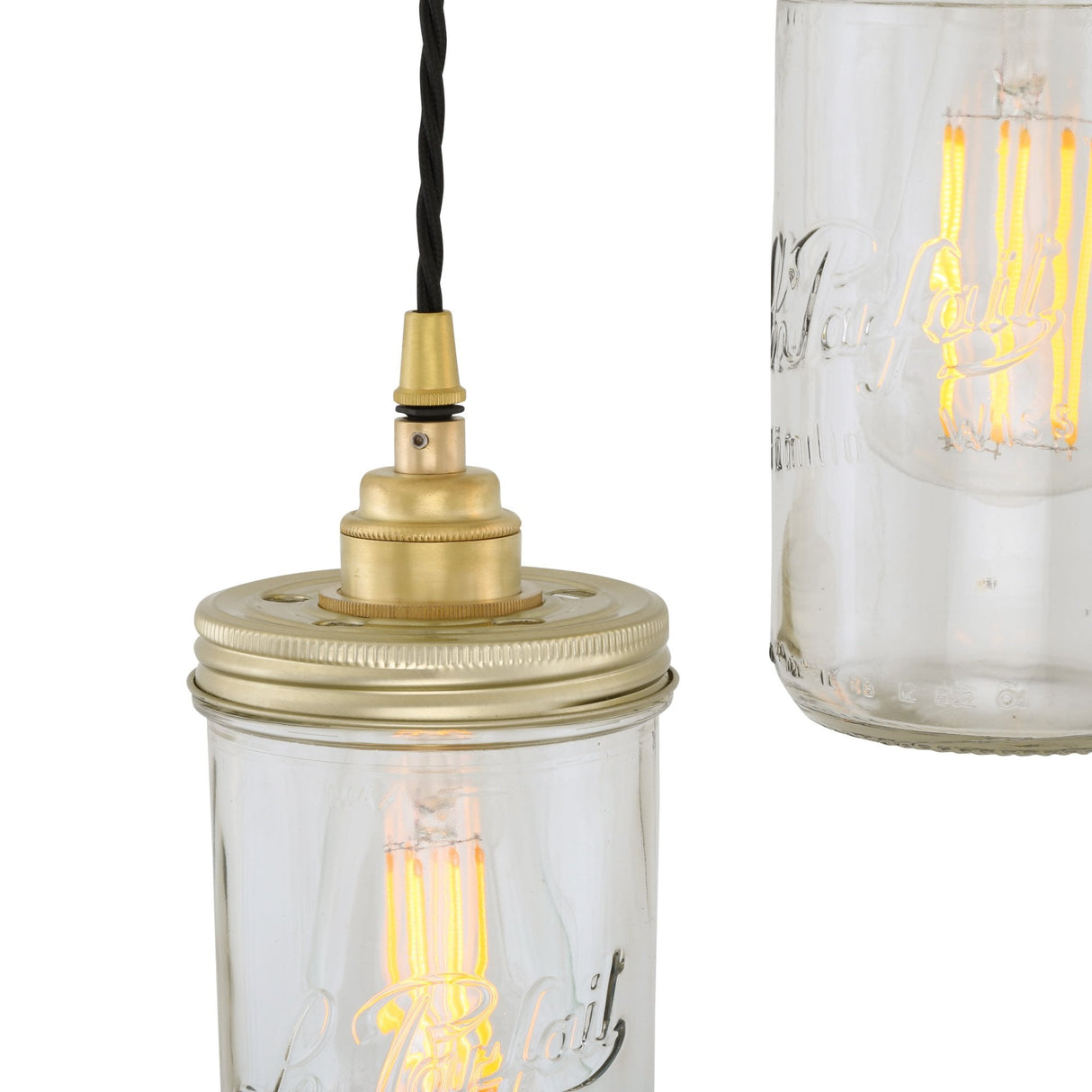 Antique Brass Jam Jar Pendant Cluster