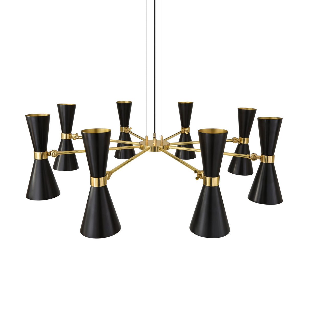 Elegant Cairo 8-Arm Chandelier, Polished Brass & Matte Black Finish