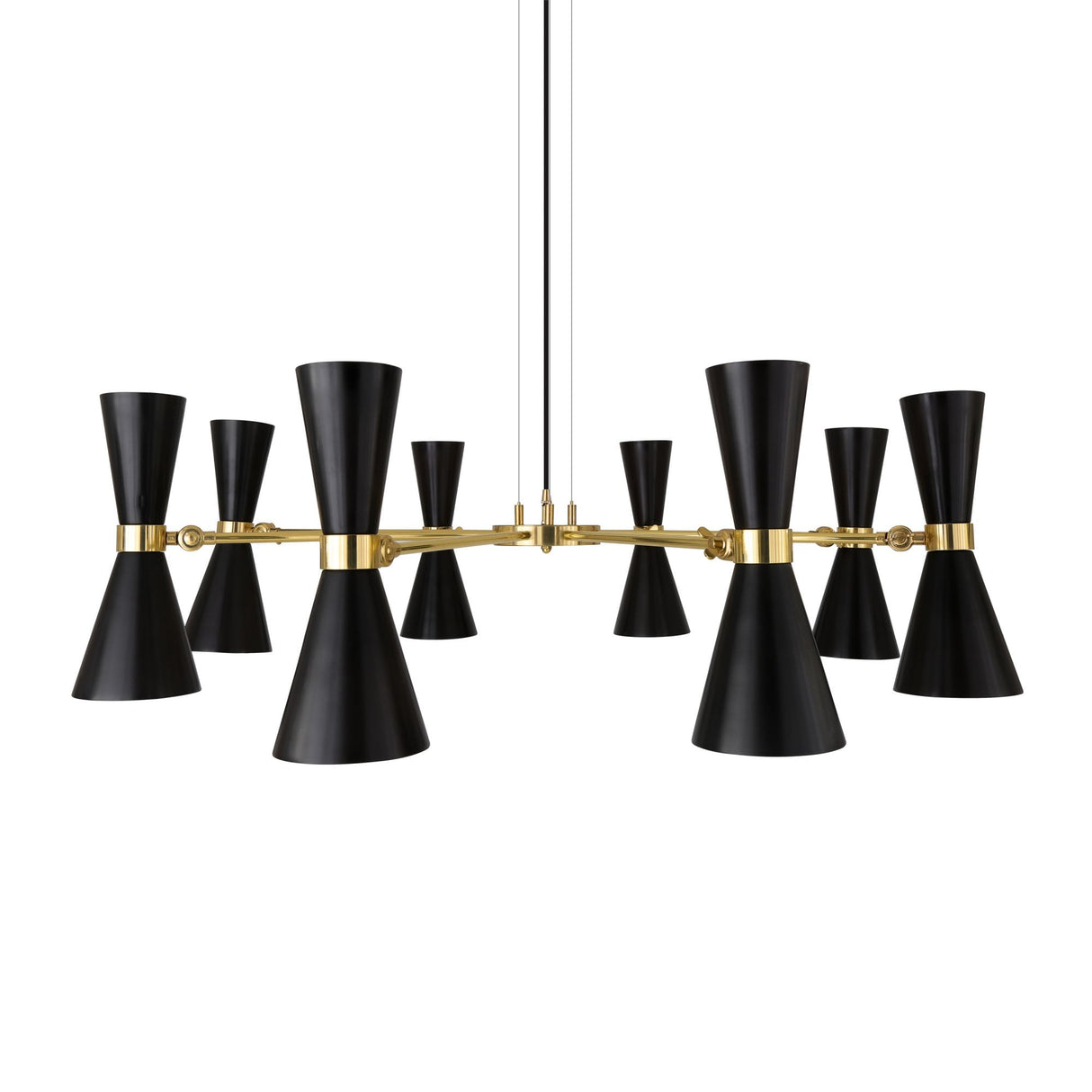 Elegant Cairo 8-Arm Chandelier, Polished Brass & Matte Black Finish