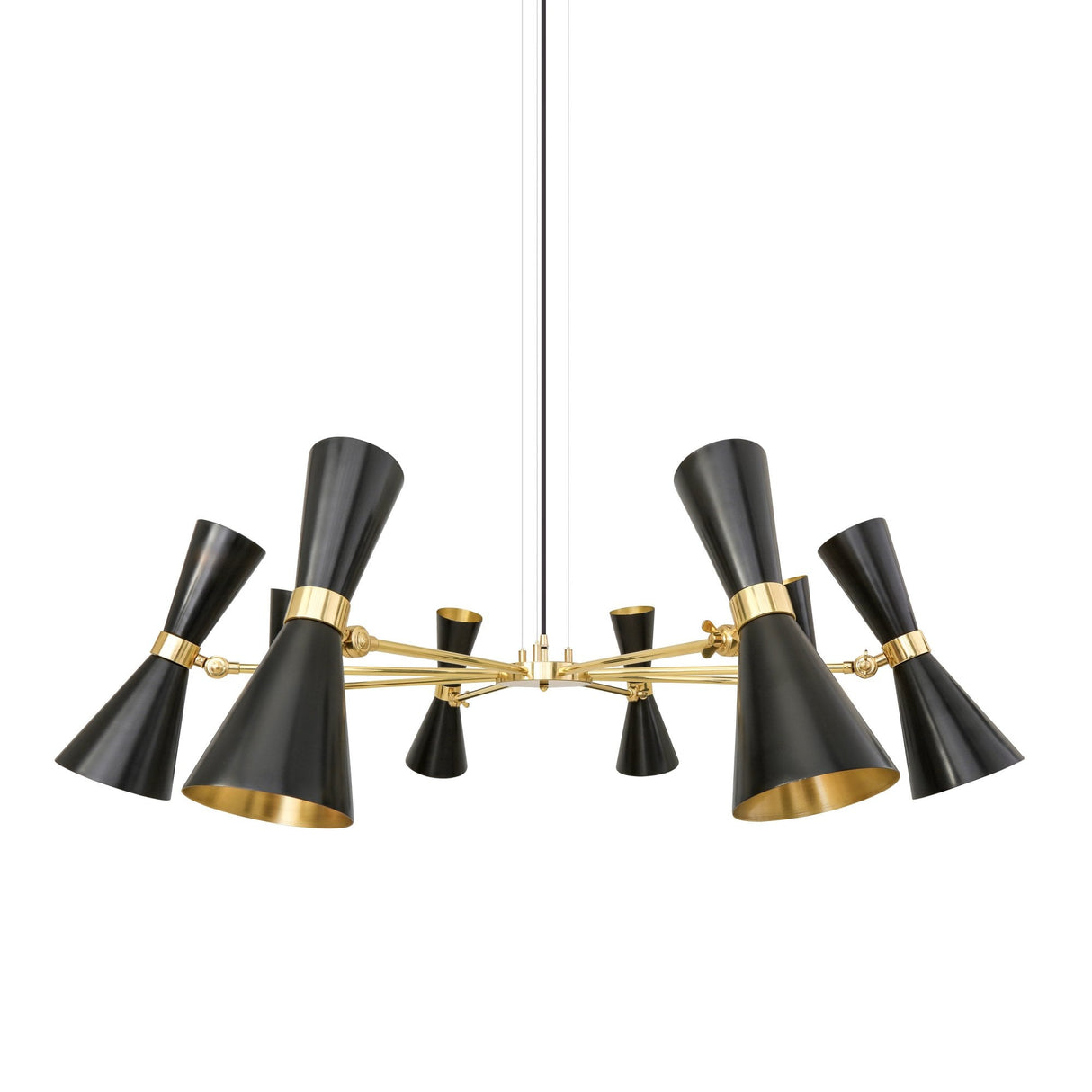Elegant Cairo 8-Arm Chandelier, Polished Brass & Matte Black Finish