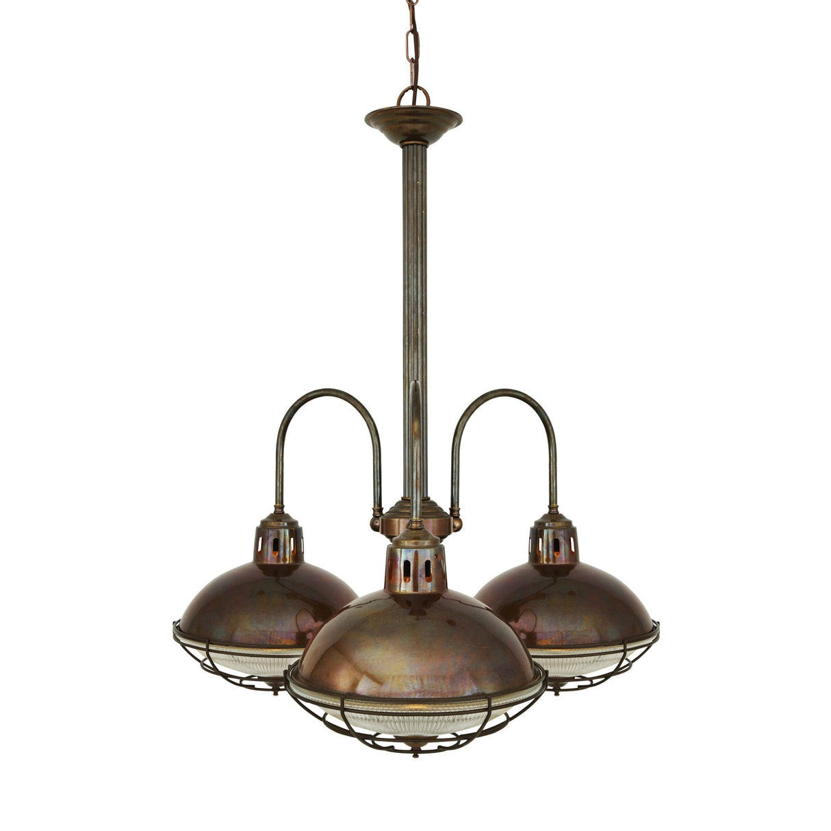 Vintage Marlow Cage Chandelier in Antique Brass & Industrial Bronze Finish
