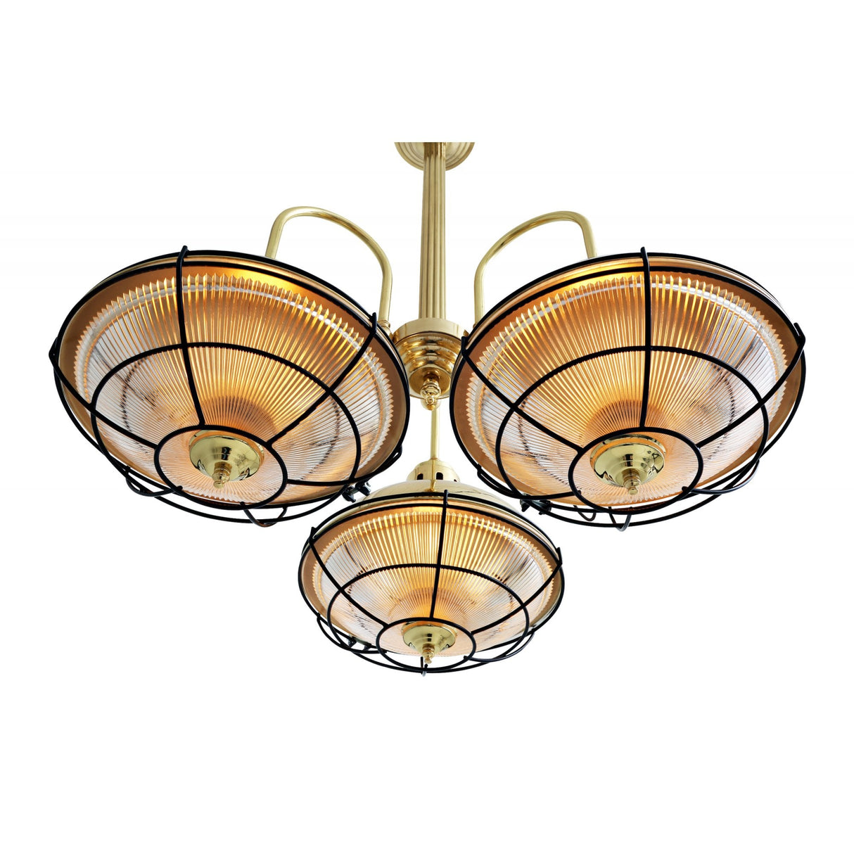 Vintage Marlow Cage Chandelier in Antique Brass & Industrial Bronze Finish