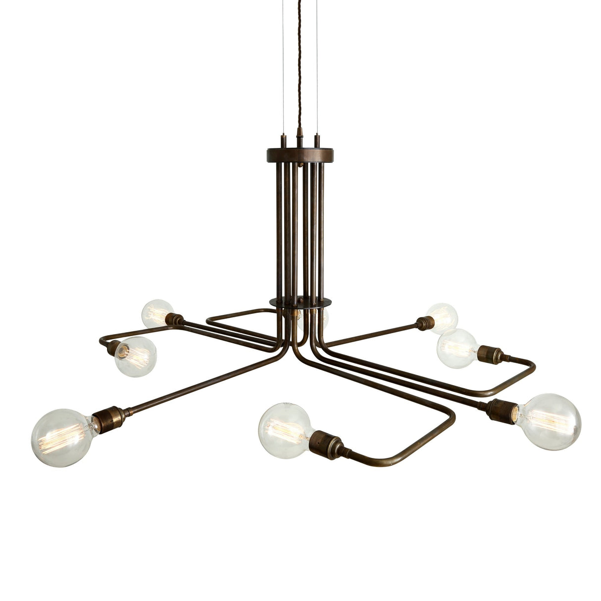 Amman Industrial Pipework Chandelier in Antique Brass